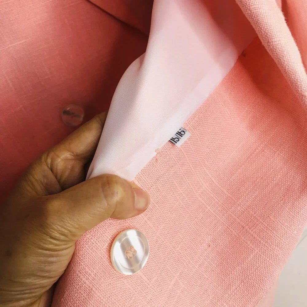 INTERNATIONAL SCENE Men 100% Linen Blazer XL Double Breasted Groom Wedding Guest